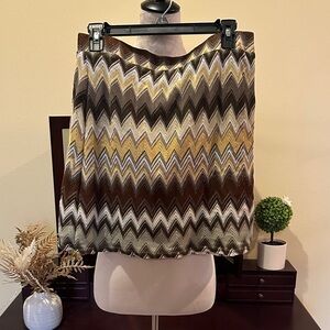 Chevron Mini Skirt in Brown and Gold